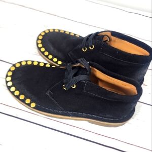 Prada Studded Lace-Up Desert Chukka Boots in Black Nubuck 35 5